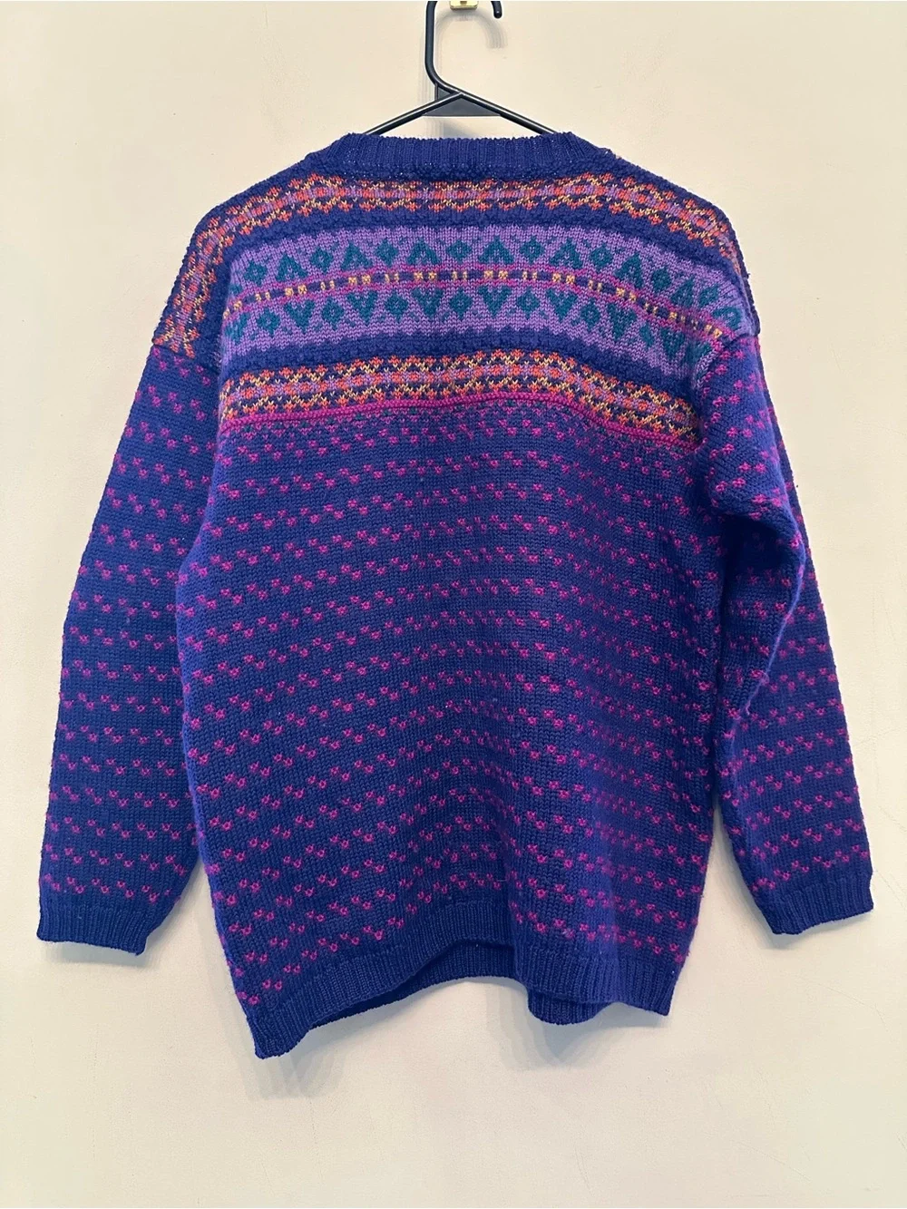 Vintage 90’s Nomadic Traders 100% Wool Purple Fair Isle Crewneck Sweater Small